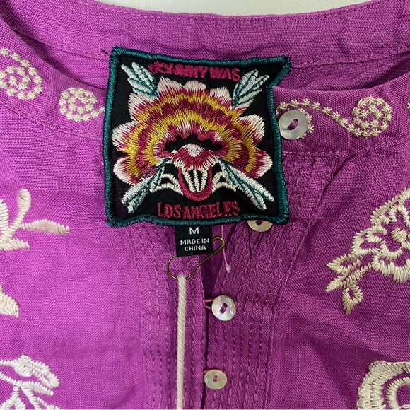 NWT Johnny Was Field Henley Linen Blouse M - Flawed - Picture 6 of 8